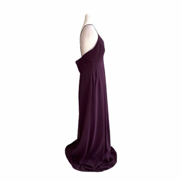 After Six Aubergine Spaghetti Strap Pleated Pocket Formal Dress 1514 Size 14 NEW - Picture 8 of 14